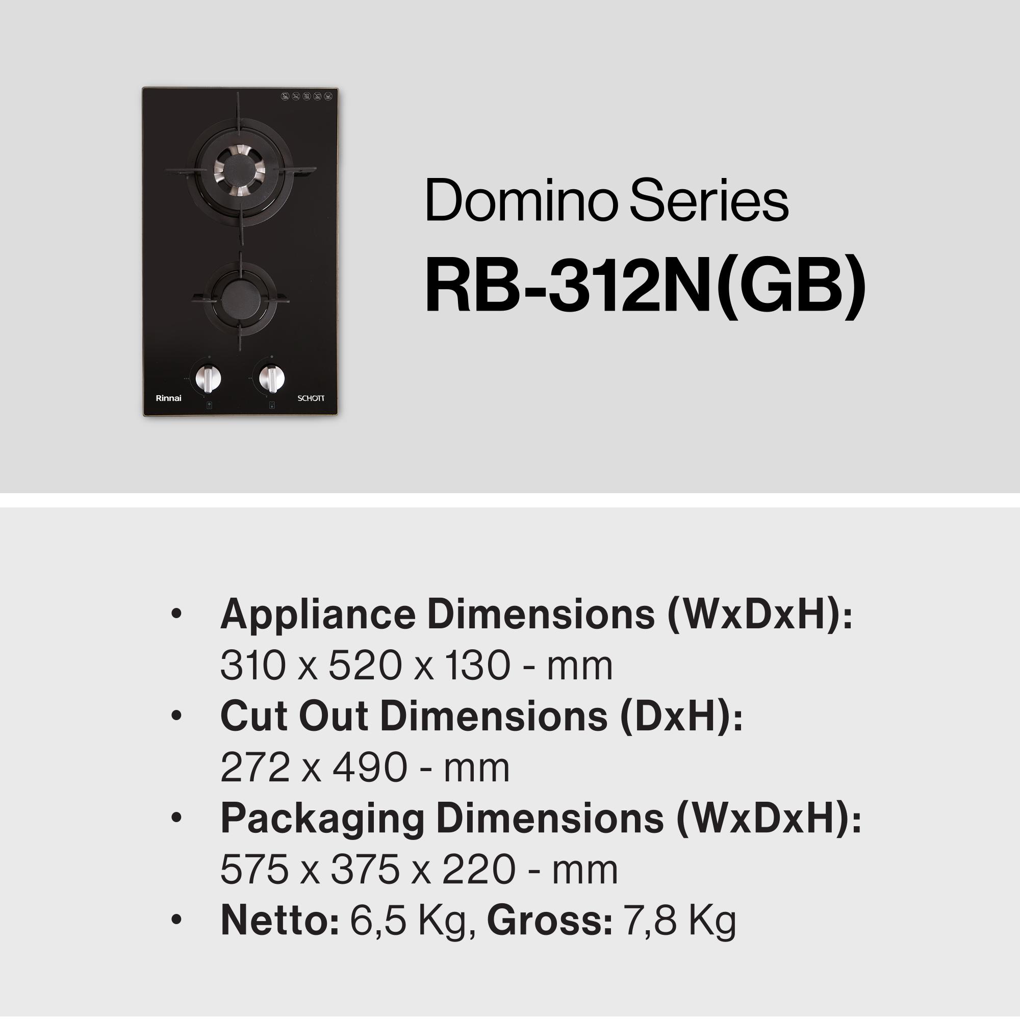 Rinnai Kompor Tanam 2 Tungku Domino - RB312N GBS